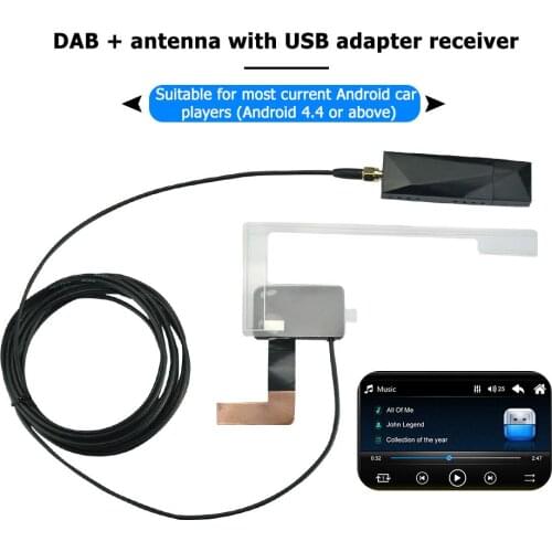 VODOOL Car GPS Receiver Accessories DAB+ Antenna with USB Adapter Receiver for Android Car Stereo Player Support RDS DLS and SS