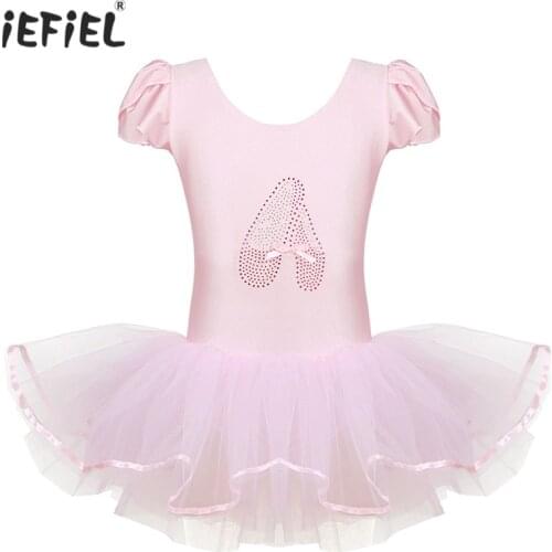 Toddler Girls Tutu Ballet Dress Ruffled Cap Sleeves Sequined Ballerina Shoe Ballet Dance Costume Gymnastics Leotard Tutu Dress