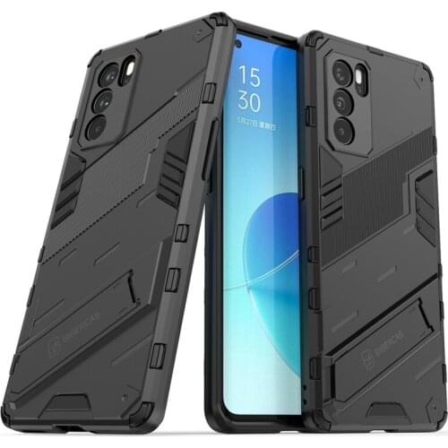 For Cover OPPO Reno 6 Pro Case For Reno 6 Pro Capas Shockproof Bumper Punk Kickstand Back Holder Cover For Reno 6 Pro 6 Fundas