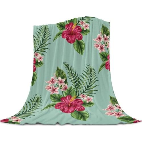 Tropical Leaves Hibiscus Family Decoration Woolen Blanket Adult Children Bed Sofa Exquisite Soft Flannel Travel Blanket