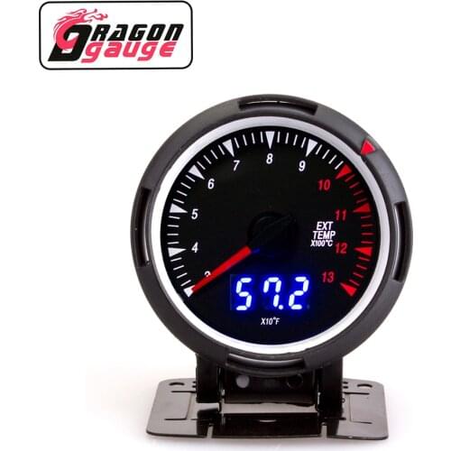 「DRAGON」 60mm Exhaust Temperature Meter ℃/℉ Digital Pointer Dual Display EGT Gauge With Exhaust Temp Sensor Fit for 12V Car