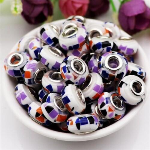 10Pcs/lot 2020 New Large Hole European Murano Beads fit Original Pandora Bracelet DIY Earrings Bead Hair Bead for Jewelry Making