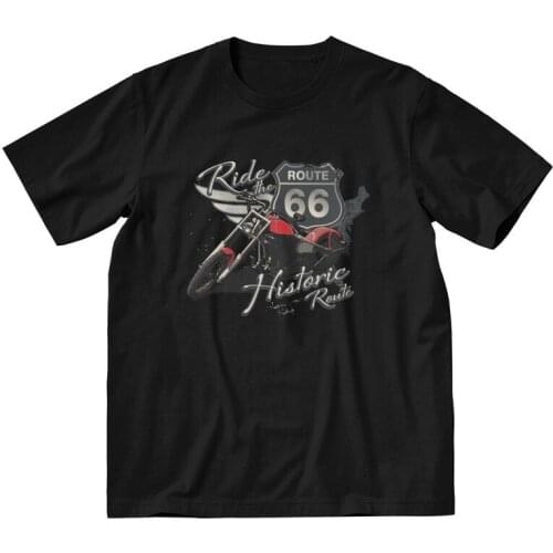 Mens Travel Motorcycle Ride Route 66 T-Shirt Streetwear USA Numbered Highways Tshirt Short Sleeve T Shirt Homme Cotton Tee