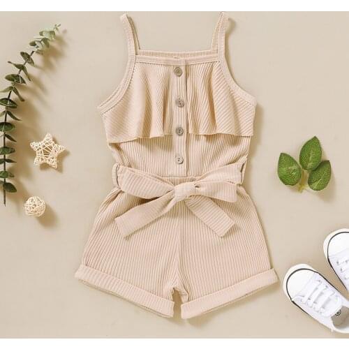 Baby Girls Romper Toddler Baby Girls Sleeveless Solid Ruffles Suspender Romper Jumpsuit Summer Baby Cute Clothes