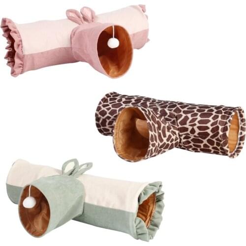 Rats Hamsters T Shape 3 Way Tunnel Pet Toy Cat Puppy Playing Tube Kitten Rabbit Collapsible Cave Exercise Bed