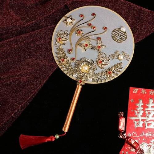 Best Chinese Style Dance Wedding Party Lace Silk Hand Held Flower Fan Party performance hand held props quality new