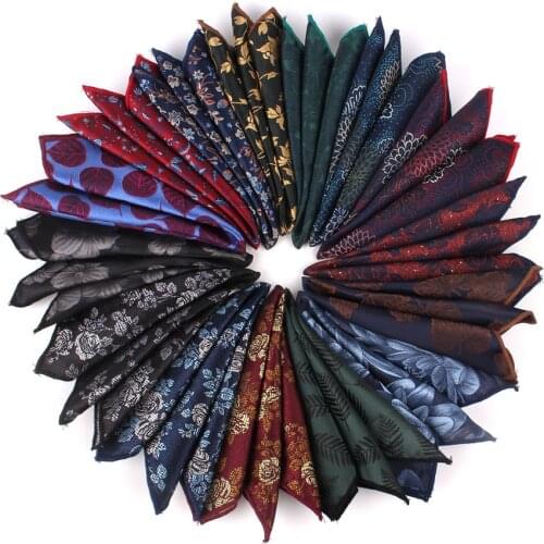 Fashion Polyester Handkerchief Floral Pocket Square For Wedding 24cm*24cm Hankies For Men Brand Suits Pocket Towel Hanky