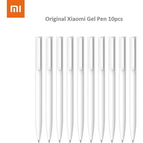 Original Xiaomi Gel Pen 10Pcs 0.5mm Black Refill No Cap Bullet Pen Smooth Switzerland MIKRON Nib OEM Black Blue Ink Durable Pens
