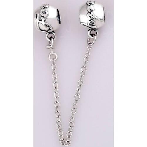 Original Thread Word "family forever " Family Ties Safety Chain Beads Fit 925 Sterling Silver Charm Bracelet Diy Jewelry