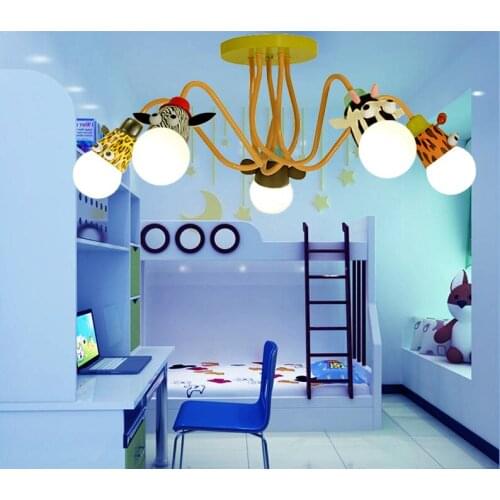Kids Room Lighting Modern 3heads Animal Pendant Lights Child Bedroom Lamp E27 LED For Living Room Home Decoration Lamps