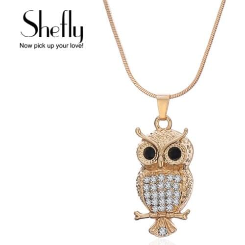Fashion Clean Crystal Owl Pendant Necklace Silver Color Cute Animal Choker Necklace For Fashion Women Christmas Gifts Wholesales