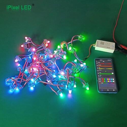 WS2801/TM1914IC, 12mm Flat LED pixel light, IP65, DC5V, 0.3W, 50pcs/Chain