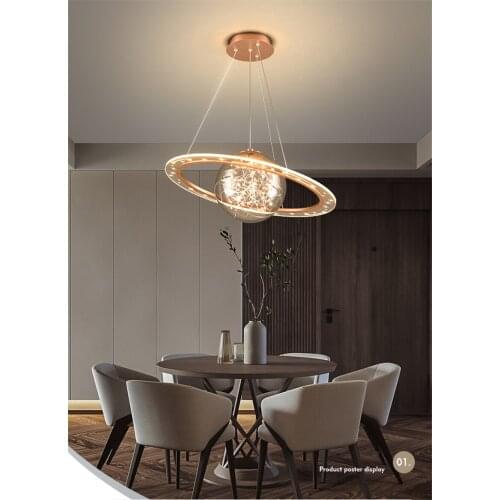 Nordic Transparent Acrylic Planet Ceiling Lights Modern Living Room Dining Room Art Deco Bedroom Study Kitchen LED Ceiling Lamp