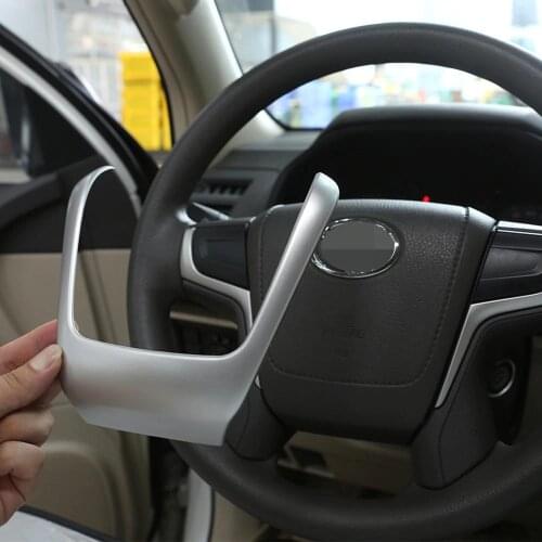 Silver ABS Plastic Stickers Steering Wheel Decoration Strips Trim for Toyota Land Cruiser Prado FJ150 150 2018 Model Accessories