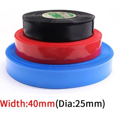 2M Dia 25mm PVC Heat Shrink Tube Width 40mm Lithium Battery 9V AA Insulated Film Wrap Protection Case Pack Wire Cable Sleeve