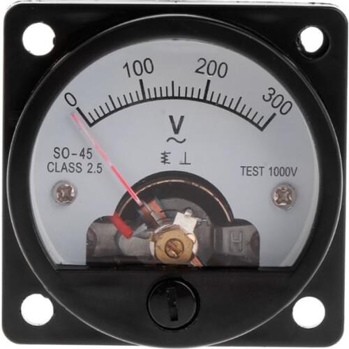 Voltmeter SO-45 AC 0-300V Round Analog Dial Panel Meter Voltmeter Gauge Black