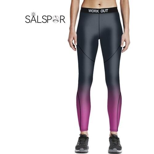 SALSPR Printed High Waist Leggings Women Fitness Sports Leggins Sexy Push Up Pants Slim Gym Exercise Running Sportswear