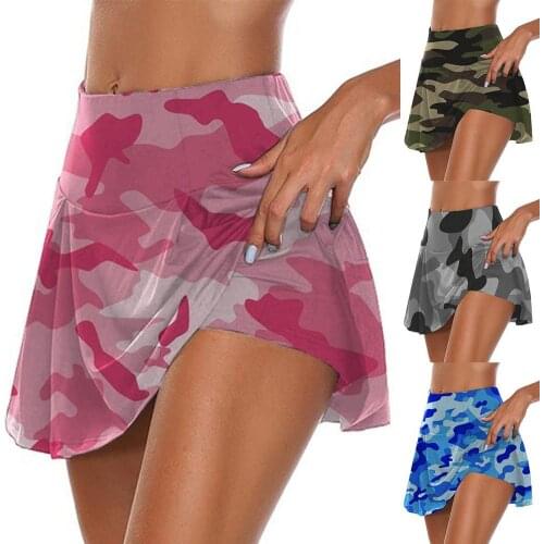 2 in 1 Women Skirts Shorts Sports Running Fake Two Piece Skirts Short for Women Quick Dry Elastic High Waist Gym Sport Shorts