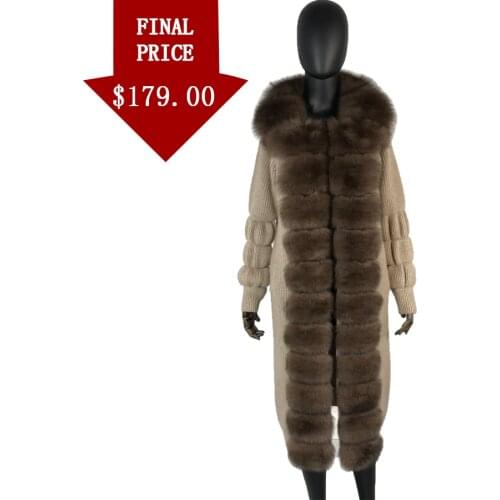 Natural Fox Fur Collar Cashmere Sweater Poncho New winter Womens Fashion Hot Sale Cashmere Cardigan full sleeves loose natural