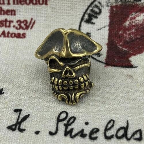 1PC EDC Paracord Beads Pirate Captain Skull Retro Brass OxideUmbrella Rope Cord Lanyard Pendants Knife Beads Accessories