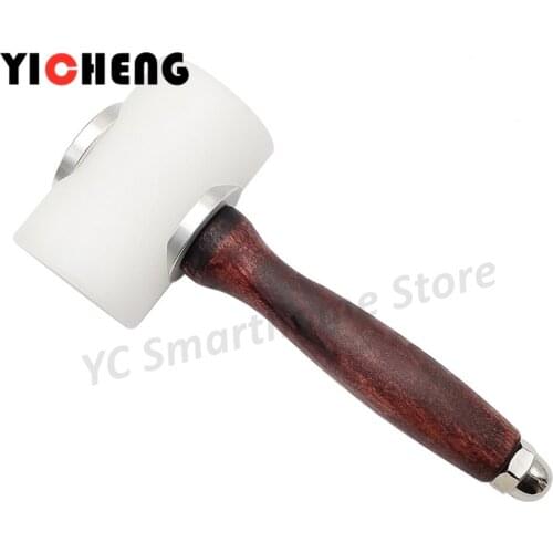 1Pcs Leather DIY Tools Leather Art Making Wooden Handle Nylon Hammer Pound Leather Sculpture Hammer T-Type Printing Tool Hammer
