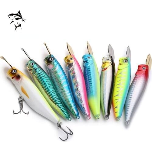 1pcs Big Popper Fishing Lure 70mm13g 85mm 22g Artificial Fishing Bait Crankbait Wobblers High Carbon Steel Hook Fishing Lures