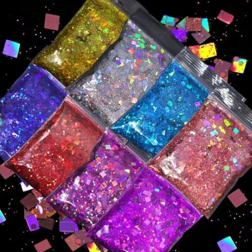 10G Holographic Glitter Sequins Mix Quadrilateral Paillette Epoxy Resin Slime Filling Nail Art Decorations Crafts DIY Supplies