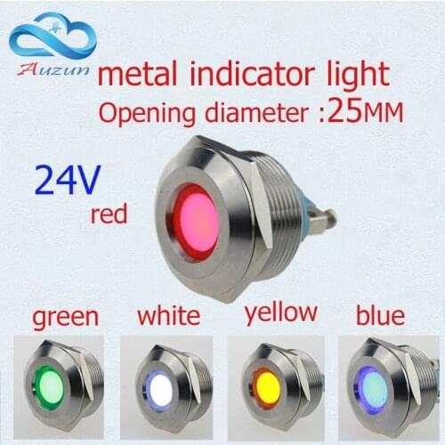 10 PCS LED metal Indicator Lights 25mm metal light warning car light 24v red green yellow blue and white