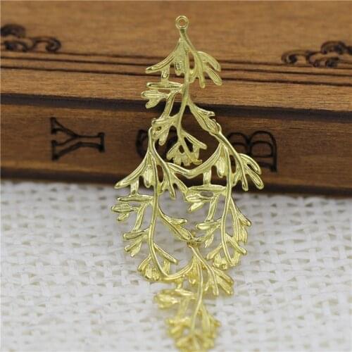 10pcs Quality Silver Color Brass Metal Casted Pine Tree Leaf Branch Pendant Charms DIY Women Necklace Hair Jewellery Accessories