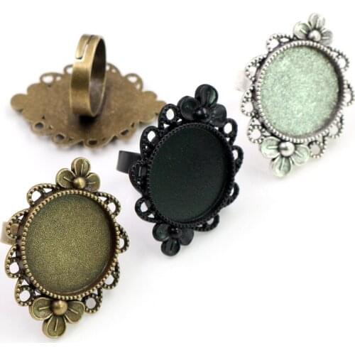 20mm 5pcs 3 Fashion Colors Plated Brass Adjustable Ring Settings Blank/Base,Fit 20mm Glass Cabochons,Buttons;Ring Bezels