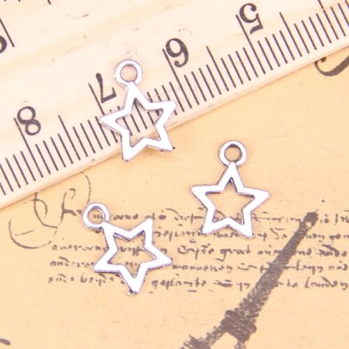52pcs Charms star 12mm Antique Pendants,Vintage Tibetan Silver Jewelry,DIY for bracelet necklace