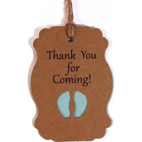 50pcs/set Kraft Paper Tag Card Thank You For Coming Baby Birthday Party Kids DIY Candy Box Label Baby Shower Gift Tags Packaging