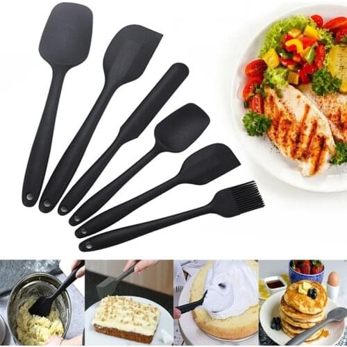 6pcs Non-Stick Silicone Cream Spatula Scraper Spoon Heat-Resistant Spatulas Kitchen Utensils Set for Baking Cooking