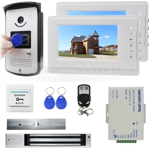 DIYSECUR 7 inch Monitor Video Door Phone Video Intercom Entry System 700TVL Camera RFID Keyfob Remote Control Unlock