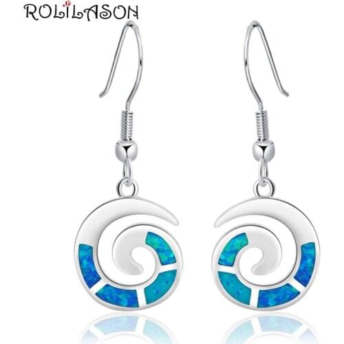 Aliexpress top quality Wholesale & Retail Blue Fire Opal Silver Stamped Dangle Earrings Fashion Jewelry Opal Jewelry OE377