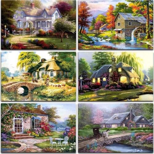 5D Rural Scenery Diamond Painting Full Drill Square Full Drill Round Diy Diamond Painting Landscape Diamond Mosaic Home Decora