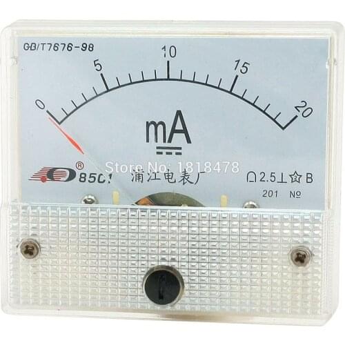 85C1-A DC 0-20mA Panel Meter Gauge Current Analogue Analog Ammeter