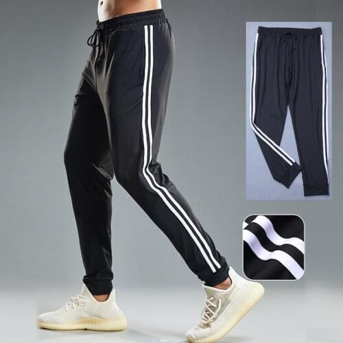Elastic Shrink Leg Stripe Mens Jogging Sweatpants Casual Outdoor Training Fitness Sport Pants Autumn Winter Running Trousers