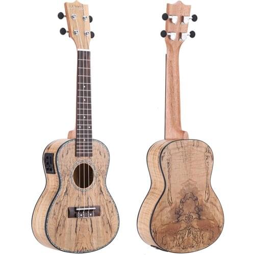 Ammoon 24'' Deadwood (Rare Material) Ukulele Hawaii Guitar with LED EQ Cowry Shell Brims OX Bone Saddle 4 Strings Instrument