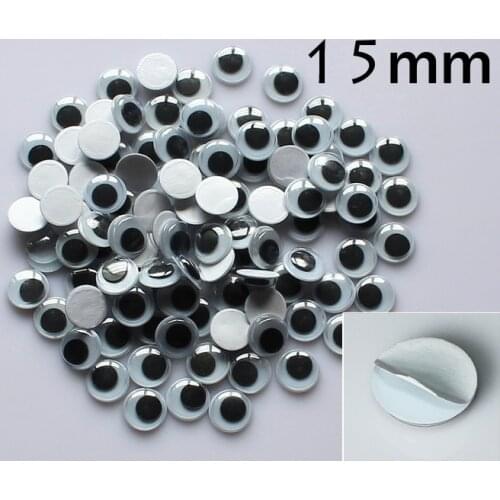 Hot sale 15mm Plastic eye with self-adhesiveWiggle Eyes forDoll Toy diy 2000pcs/lot