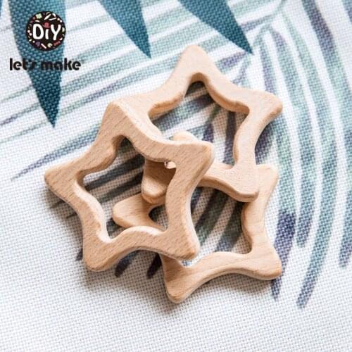 Lets Make 5pc Wooden Teether Toys Natural Accessories DIY Pendant Graffiti Rodent Craft Teether Toy infant Baby Teether