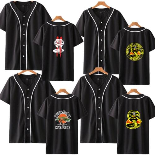 Cobra Kai baseball shirt Cotton Crewneck Casual Tops boys T-Shirt Cotton Cobra Kai Fashion Print Garment mens summer Casual tops