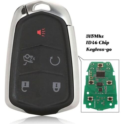 Jingyuqin Keylessgo HYQ2AB 315MHz Smart Remote Car Key Fob 5 Buttons For Cadillac ATS CTS SRX XTS Escalade 2014 2015 2016 2017