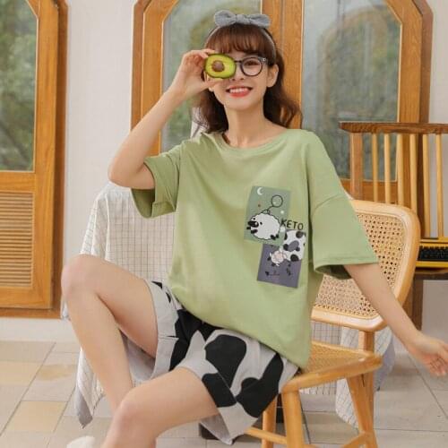 BZEL Cute Cow Pajamas Set Summer New Cotton Home Wear Large Size Pijama Women Comfort Sleepwear Soft Breathable Nightwear Pyjama