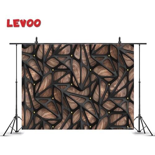 LEVOO Abstract Luxury Art Backdrop Glossy Black Lattice Tiles Precious Wood Background Photography Photo Studio Shoot Prop Vinyl