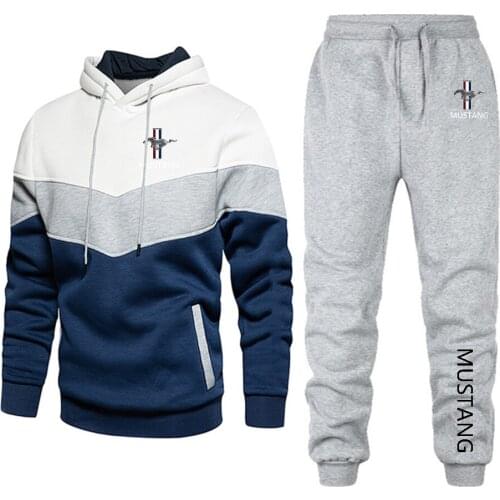 2021 Mustang Mens Brand Printed Autumn And Winter Sports Leisure Fitness Coat With Sweatshirt And Pants Mens Suit