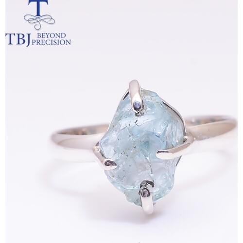 2020 NEW handmade gemstone Ring natural 4ct Aquamarine Rough gemstone jewelry 925 sterling silver handmade unique piece for girl