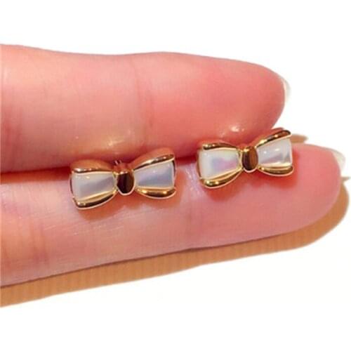 New Fashion Silver Needle Stud Earrings For Women Bowknot Earrings