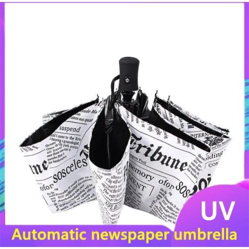 Creative Newspaper Umbrella Automatic Rain and Rain Dual-purpose Double Extra Large Sunshade Boy Student Umbrella Male