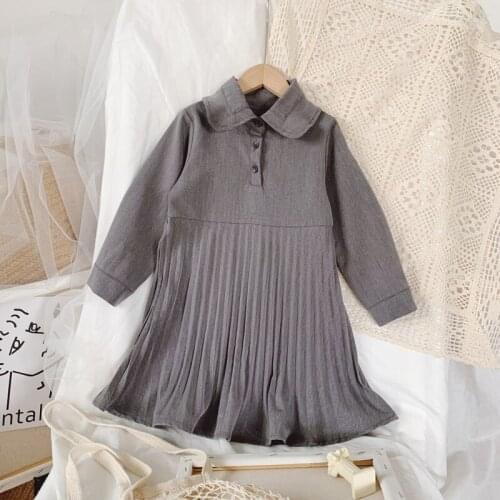 2020 Autumn Casual Solid Girls Dress Long Sleeve Kids Dresses For Girls High Quality Fashion Girl Clothes